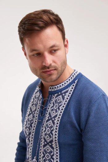 men’s cotton linen t shirt traditional ukrainian vyshyvanka embroidery "cross"