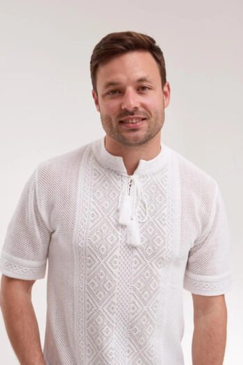 men’s cotton linen t shirt traditional ukrainian vyshyvanka embroidery "nazar"