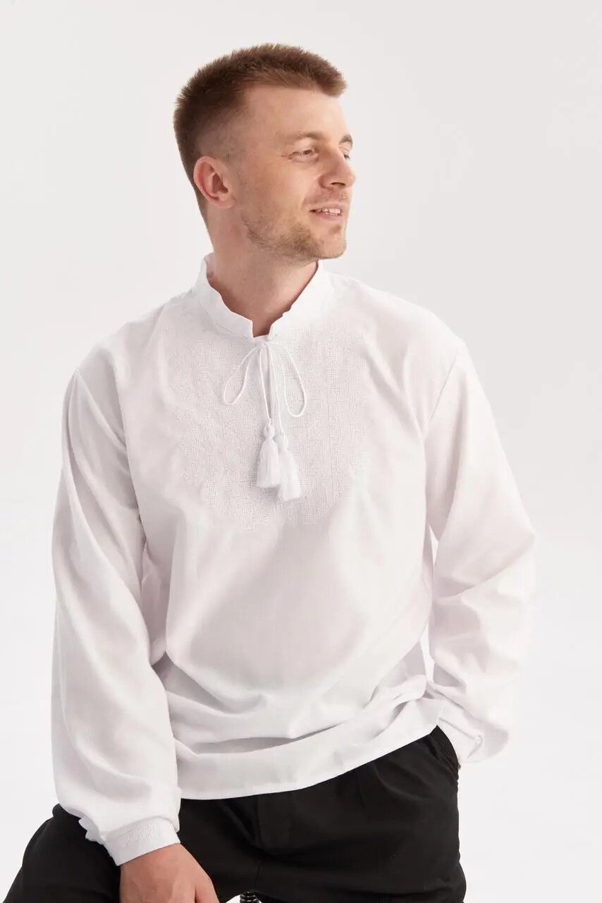 men’s cotton+linen shirt traditional ukrainian vyshyvanka embroidery "zirka" men’s cotton+linen shirt traditional ukrainian vyshyvanka embroidery "zirka"