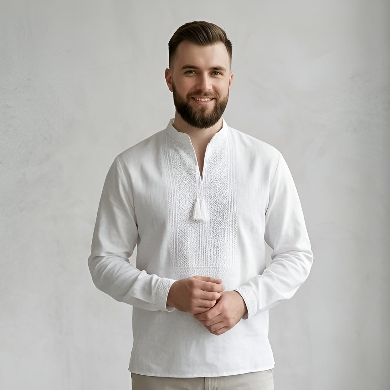 Men Linen Individual Tailoring Shirt Vyshyvanka Embroidery Traditional Ukrainian man banner(1)